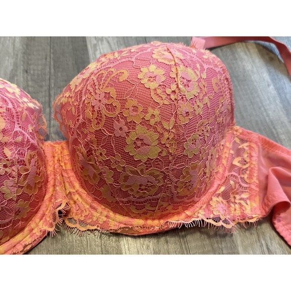 Victoria's Secret 36DDD Dream Angels Cross Dye Lace Lined Demi Bra Cocktail Pink - Picture 6 of 13